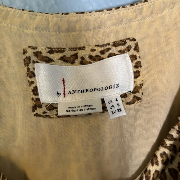 Anthropologie Bolano Leopard Print Midi Button Front Dress Size 0 Boho - Picture 4 of 14